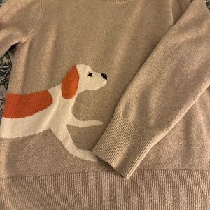 LOFT Tan Sweater with Dog Motif